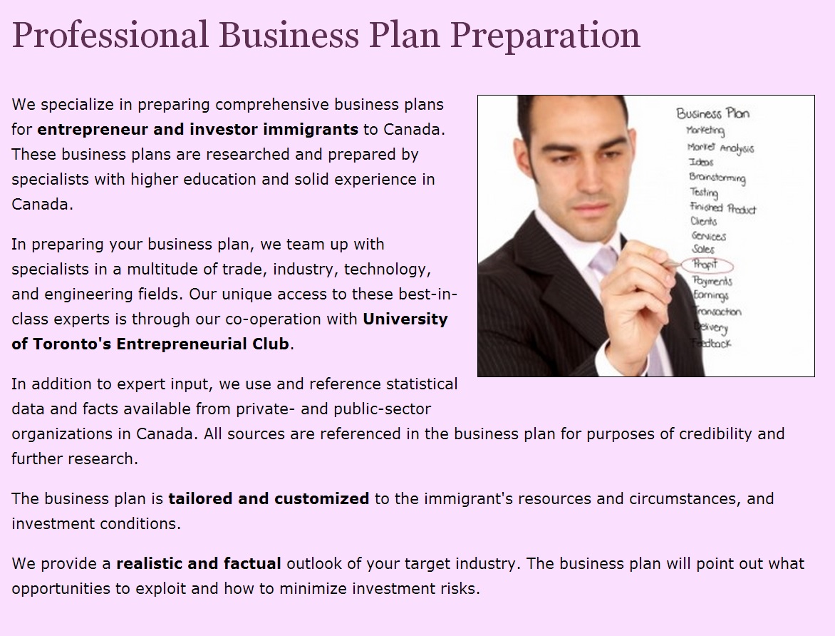 canadian business plan examples